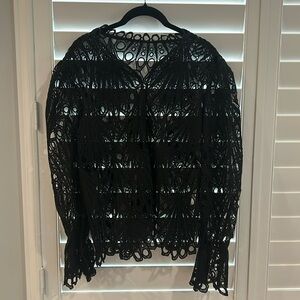 Hollow Knit Black Cardigan